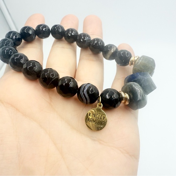 Kinsley Armelle BLACK OBSIDIAN and LABRADORITE COAL BRACELET - Picture 4 of 7